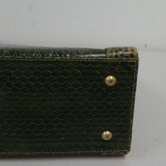 VINTAGE GREEN SNAKESKIN frame HANDBAG PURSE - Picture 4 of 10